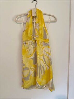 Express Yellow Halter Dress 100% Silk XS